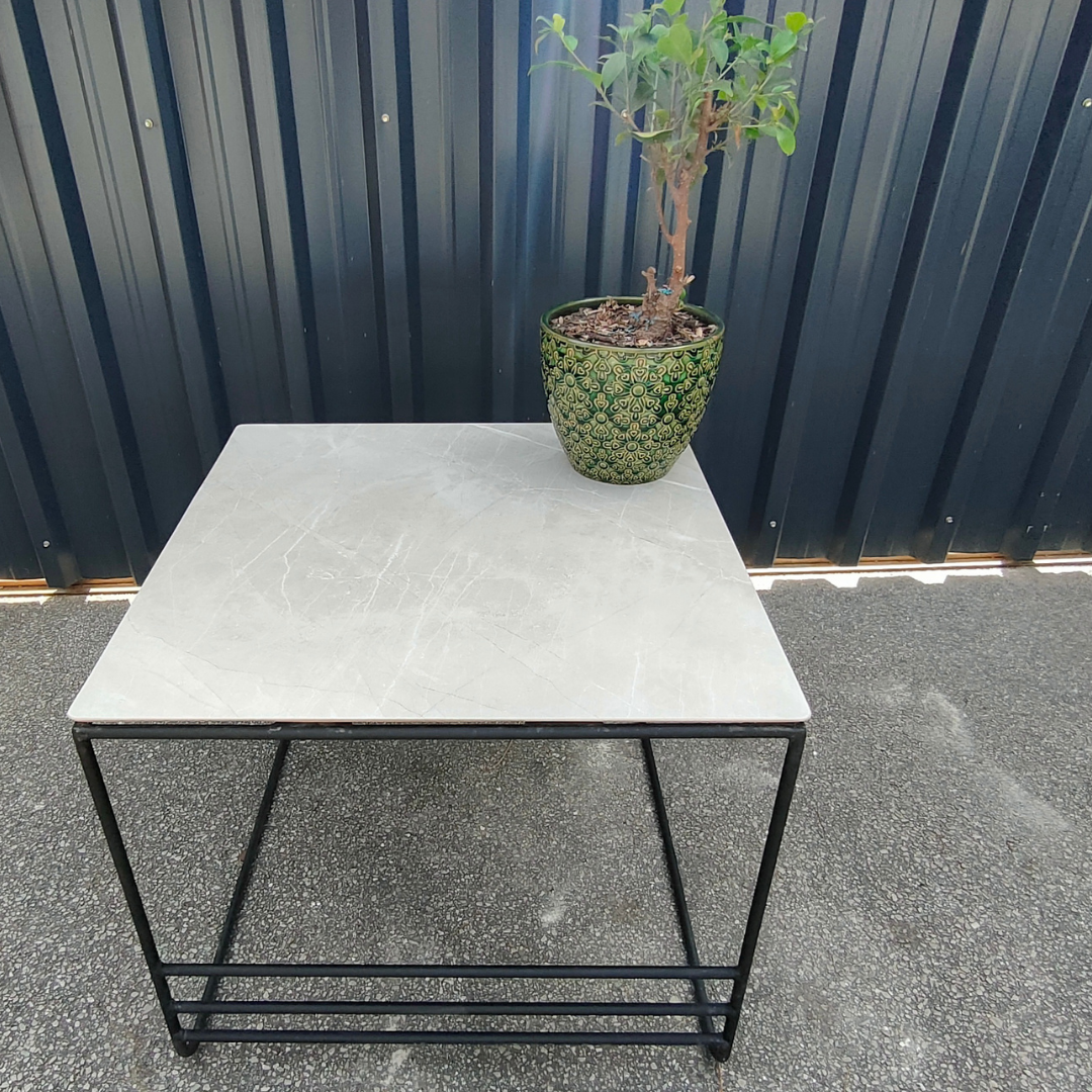 The Melanie Medium Square Coffee Table WHITE MARBLE