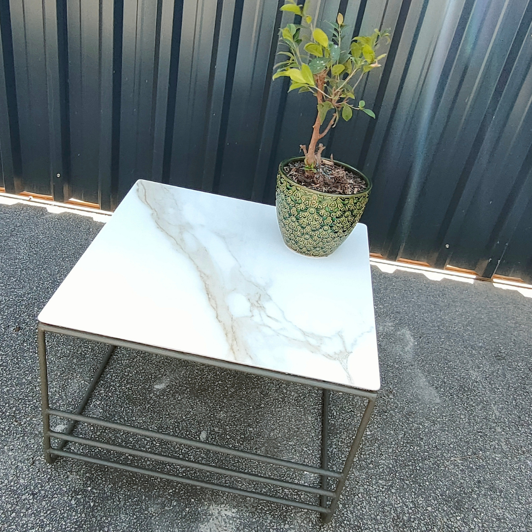 The Melanie Square Small Coffee Table WHITE/TAN