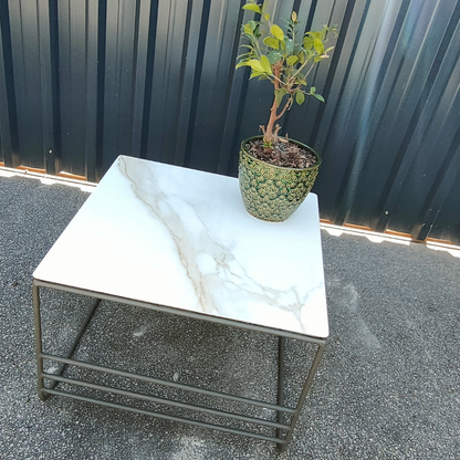 The Melanie Square Small Coffee Table WHITE/TAN
